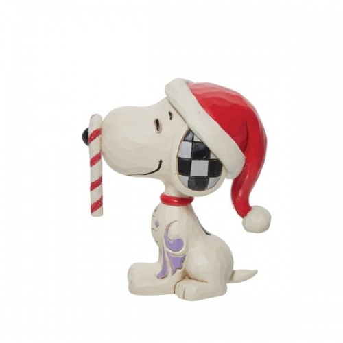 Jim Shore Peanuts Snoopy Glitter Candy Cane Mini Figurine